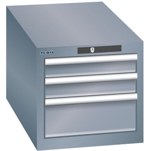 Szafki warsztatowe Lista z szufladami, 3 lub 4 szuflady, 411x725x383 mm - Szafka warsztatowa Lista, 3 szuflady: 2x75mm + 1x150mm, 411x725x383 mm, ciem