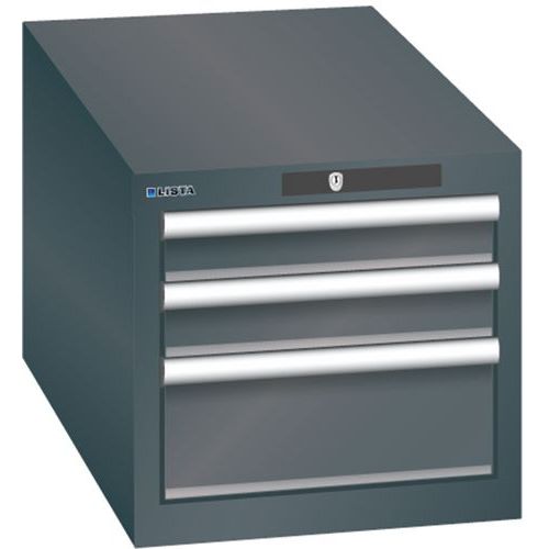 Szafki warsztatowe Lista z szufladami, 3 lub 4 szuflady, 411x725x383 mm - Szafka warsztatowa Lista, 3 szuflady: 2x75mm + 1x150mm, 411x725x383 mm, czar