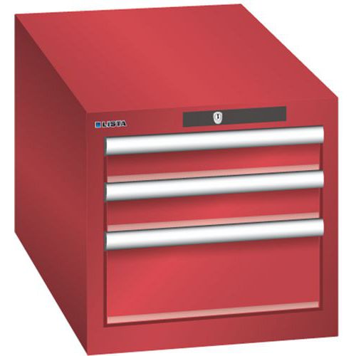 Szafki warsztatowe Lista z szufladami, 3 lub 4 szuflady, 411x725x383 mm - Szafka warsztatowa Lista, 3 szuflady: 2x75mm + 1x150mm, 411x725x383 mm, czer