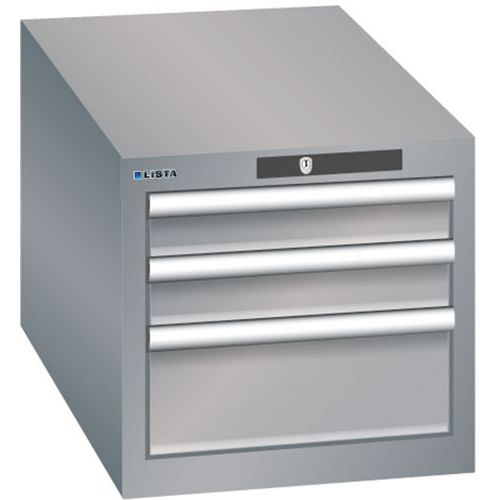Szafki warsztatowe Lista z szufladami, 3 lub 4 szuflady, 411x725x383 mm - Szafka warsztatowa Lista, 3 szuflady: 2x75mm + 1x150mm, 411x725x383 mm, szar