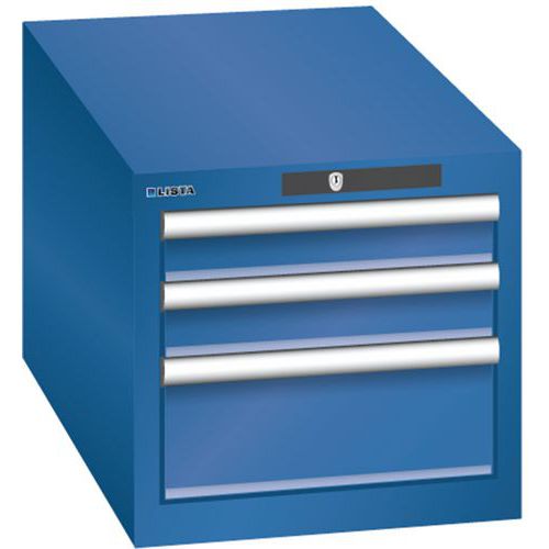 Szafki warsztatowe Lista z szufladami, 3 lub 4 szuflady, 411x725x383 mm - Szafka warsztatowa Lista, 3 szuflady: 2x75mm + 1x150mm, 411x725x383 mm, ciem