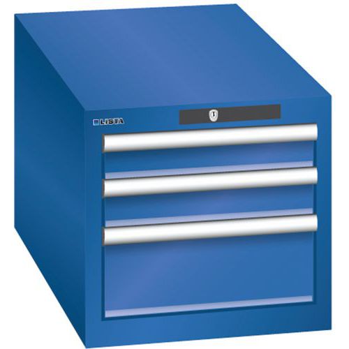 Szafki warsztatowe Lista z szufladami, 3 lub 4 szuflady, 411x725x383 mm - Szafka warsztatowa Lista, 3 szuflady: 2x75mm + 1x150mm, 411x725x383 mm, kolo