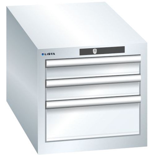 Szafki warsztatowe Lista z szufladami, 3 lub 4 szuflady, 411x725x383 mm - Szafka warsztatowa Lista, 3 szuflady: 2x75mm + 1x150mm, 411x725x383 mm, biał