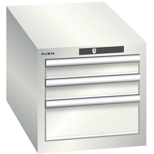 Szafki warsztatowe Lista z szufladami, 3 lub 4 szuflady, 411x725x383 mm - Szafka warsztatowa Lista, 3 szuflady: 2x75mm + 1x150mm, 411x725x383 mm, jasn
