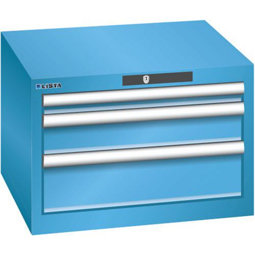 Szafki warsztatowe Lista z szufladami, 2, 3 lub 4 szuflady, 564x572x383mm - Szafka warsztatowa Lista, 3 szuflady, 564x572x383mm, jasnoniebieska