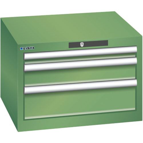Szafki warsztatowe Lista z szufladami, 2, 3 lub 4 szuflady, 564x572x383mm - Szafka warsztatowa Lista, 3 szuflady, 564x572x383mm, zielona