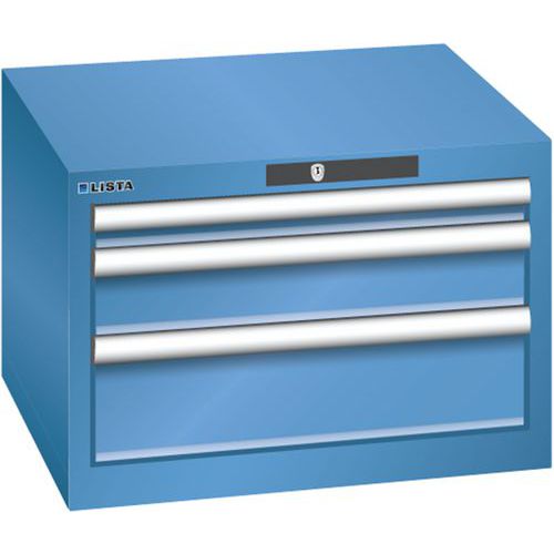 Szafki warsztatowe Lista z szufladami, 2, 3 lub 4 szuflady, 564x572x383mm - Szafka warsztatowa Lista, 3 szuflady, 564x572x383mm, niebieska