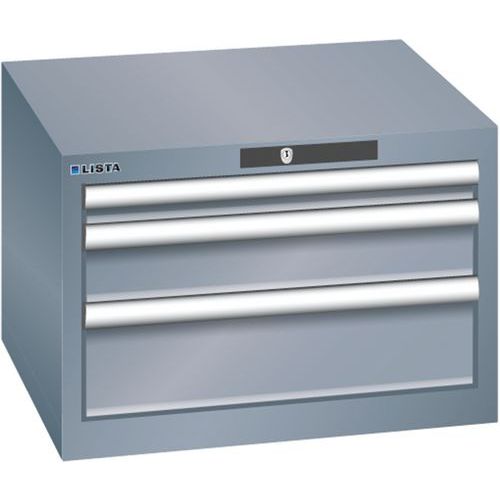 Szafki warsztatowe Lista z szufladami, 2, 3 lub 4 szuflady, 564x572x383mm - Szafka warsztatowa Lista, 3 szuflady, 564x572x383mm, ciemnoszara