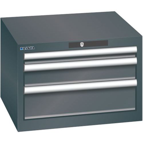 Szafki warsztatowe Lista z szufladami, 2, 3 lub 4 szuflady, 564x572x383mm - Szafka warsztatowa Lista, 3 szuflady, 564x572x383mm, czarna