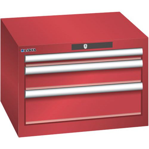 Szafki warsztatowe Lista z szufladami, 2, 3 lub 4 szuflady, 564x572x383mm - Szafka warsztatowa Lista, 3 szuflady, 564x572x383mm, czerwona