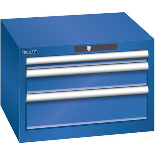Szafki warsztatowe Lista z szufladami, 2, 3 lub 4 szuflady, 564x572x383mm - Szafka warsztatowa Lista, 3 szuflady, 564x572x383mm, fluorescencyjny niebi
