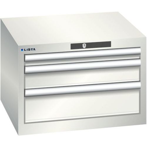 Szafki warsztatowe Lista z szufladami, 2, 3 lub 4 szuflady, 564x572x383mm - Szafka warsztatowa Lista, 3 szuflady, 564x572x383mm, jasnoszara