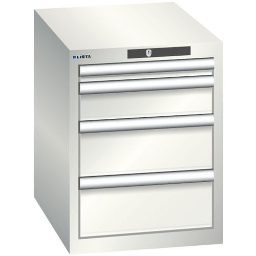 Szafki warsztatowe Lista, 4 szuflady, 411x572x533mm - Szafka warsztatowa Lista, 4 szuflady, 411x572x533mm, jasnoszara
