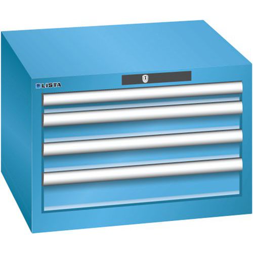 Szafki warsztatowe Lista z szufladami, 2, 3 lub 4 szuflady, 564x572x383mm - Szafka warsztatowa Lista, 4 szuflady, 564x572x383mm, jasnoniebieska