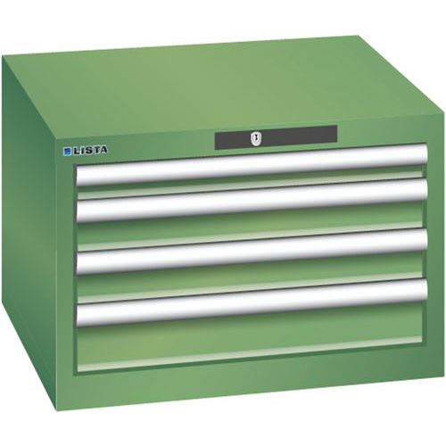 Szafki warsztatowe Lista z szufladami, 2, 3 lub 4 szuflady, 564x572x383mm - Szafka warsztatowa Lista, 4 szuflady, 564x572x383mm, zielona