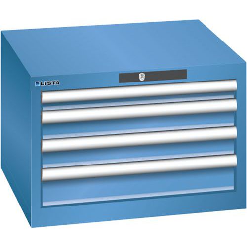 Szafki warsztatowe Lista z szufladami, 2, 3 lub 4 szuflady, 564x572x383mm - Szafka warsztatowa Lista, 4 szuflady, 564x572x383mm, niebieska