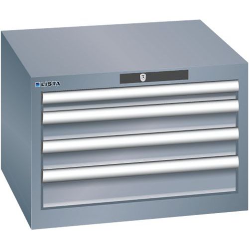 Szafki warsztatowe Lista z szufladami, 2, 3 lub 4 szuflady, 564x572x383mm - Szafka warsztatowa Lista, 4 szuflady, 564x572x383mm, ciemnoszara