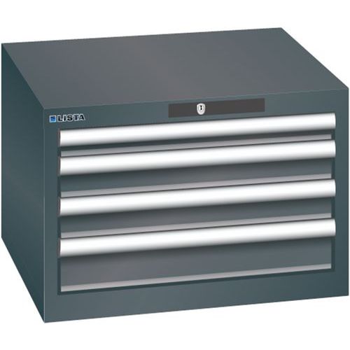 Szafki warsztatowe Lista z szufladami, 2, 3 lub 4 szuflady, 564x572x383mm - Szafka warsztatowa Lista, 4 szuflady, 564x572x383mm, czarna