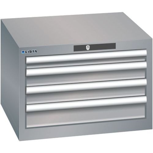 Szafki warsztatowe Lista z szufladami, 2, 3 lub 4 szuflady, 564x572x383mm - Szafka warsztatowa Lista, 4 szuflady, 564x572x383mm, szaro-srebrna