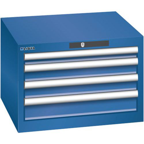 Szafki warsztatowe Lista z szufladami, 2, 3 lub 4 szuflady, 564x572x383mm - Szafka warsztatowa Lista, 4 szuflady, 564x572x383mm, ciemnoniebieska
