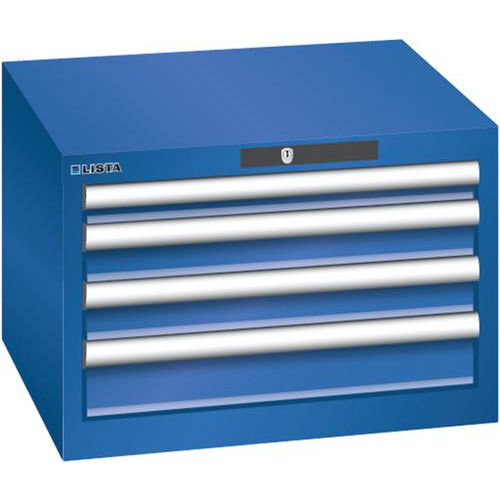 Szafki warsztatowe Lista z szufladami, 2, 3 lub 4 szuflady, 564x572x383mm - Szafka warsztatowa Lista, 4 szuflady, 564x572x383mm, fluorescencyjny niebi