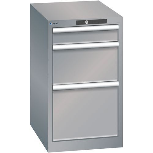 Szafki warsztatowe Lista z szufladami, 3 lub 5 szuflad - Szafka warsztatowa Lista, 3 szuflady, 411x572x700, szaro-srebrna