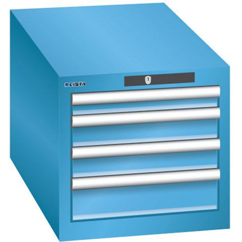 Szafki warsztatowe Lista z szufladami, 3 lub 4 szuflady, 411x725x383 mm - Szafka warsztatowa Lista, 4 szuflady, 411x725x383 mm, jasnoniebieska
