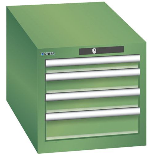Szafki warsztatowe Lista z szufladami, 3 lub 4 szuflady, 411x725x383 mm - Szafka warsztatowa Lista, 4 szuflady, 411x725x383 mm, zielona