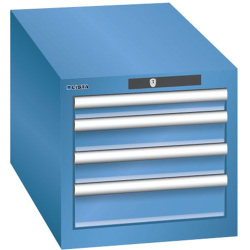 Szafki warsztatowe Lista z szufladami, 3 lub 4 szuflady, 411x725x383 mm - Szafka warsztatowa Lista, 4 szuflady, 411x725x383 mm, niebieska