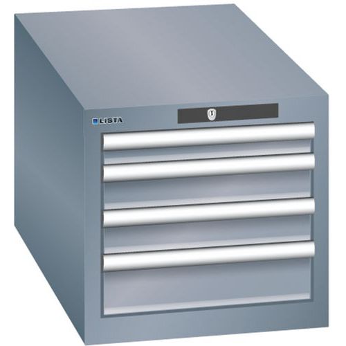 Szafki warsztatowe Lista z szufladami, 3 lub 4 szuflady, 411x725x383 mm - Szafka warsztatowa Lista, 4 szuflady, 411x725x383 mm, ciemnoszara