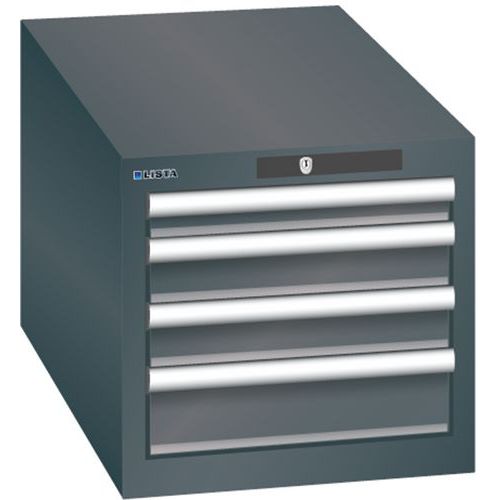 Szafki warsztatowe Lista z szufladami, 3 lub 4 szuflady, 411x725x383 mm - Szafka warsztatowa Lista, 4 szuflady, 411x725x383 mm, czarna