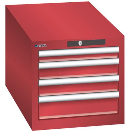 Szafki warsztatowe Lista z szufladami, 3 lub 4 szuflady, 411x725x383 mm - Szafka warsztatowa Lista, 4 szuflady, 411x725x383 mm, czerwona