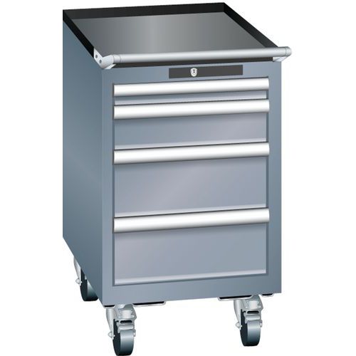 Mobilne szafki warsztatowe Lista, 4 lub 5 szuflad - Mobilna szafka warsztatowa Lista, 4 szuflady, ciemnoszara