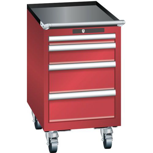 Mobilne szafki warsztatowe Lista, 4 lub 5 szuflad - Mobilna szafka warsztatowa Lista, 4 szuflady, czerwona