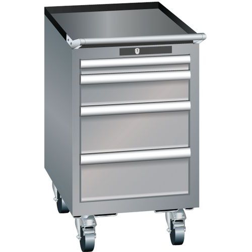 Mobilne szafki warsztatowe Lista, 4 lub 5 szuflad - Mobilna szafka warsztatowa Lista, 4 szuflady, szaro-srebrna
