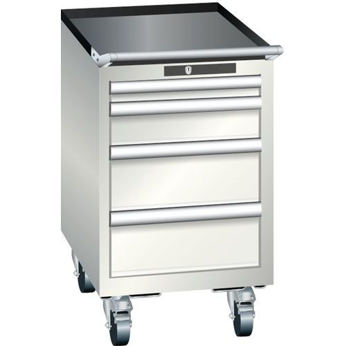 Mobilne szafki warsztatowe Lista, 4 lub 5 szuflad - Mobilna szafka warsztatowa Lista, 4 szuflady, jasnoszara