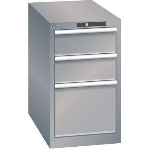 Szafki warsztatowe Lista z szufladami, 3 lub 5 szuflad, 411x725x700 mm - Szafka warsztatowa Lista, 3 szuflady, 411x725x700 mm, szaro-srebrna