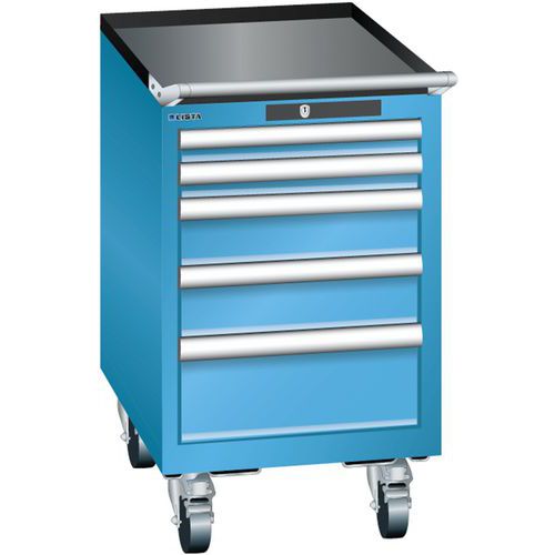 Mobilne szafki warsztatowe Lista, 4 lub 5 szuflad - Mobilna szafka warsztatowa Lista, 5 szuflad, jasnoniebieska