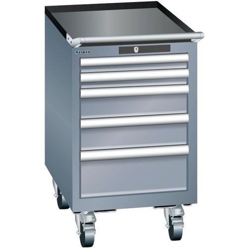 Mobilne szafki warsztatowe Lista, 4 lub 5 szuflad - Mobilna szafka warsztatowa Lista, 5 szuflad, ciemnoszara