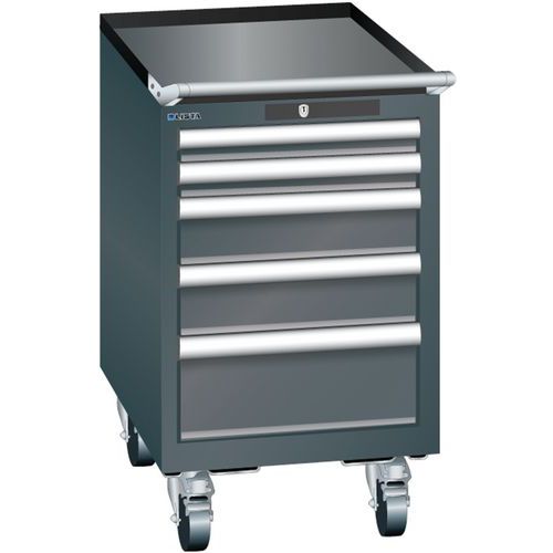 Mobilne szafki warsztatowe Lista, 4 lub 5 szuflad - Mobilna szafka warsztatowa Lista, 5 szuflad, czarna