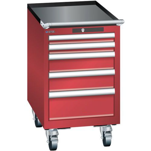 Mobilne szafki warsztatowe Lista, 4 lub 5 szuflad - Mobilna szafka warsztatowa Lista, 5 szuflad, czerwona