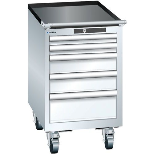 Mobilne szafki warsztatowe Lista, 4 lub 5 szuflad - Mobilna szafka warsztatowa Lista, 5 szuflad, biała