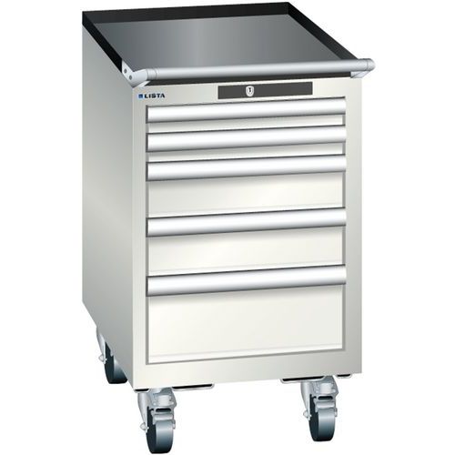 Mobilne szafki warsztatowe Lista, 4 lub 5 szuflad - Mobilna szafka warsztatowa Lista, 5 szuflad, jasnoszara