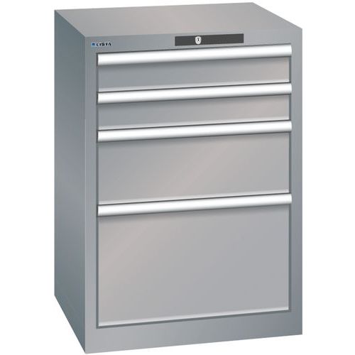 Szafki warsztatowe Lista z szufladami, 4 lub 5 szuflad, 564x572x800 - Szafka warsztatowa Lista, 4 szuflady, 564x572x800, szaro-srebrna