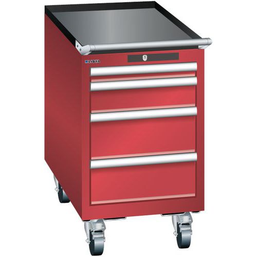 Mobilne szafki warsztatowe Lista, 4 lub 5 szuflad, 411x725x723 mm - Mobilna szafka warsztatowa Lista, 4 szuflady, 411x725x723 mm, czerwona