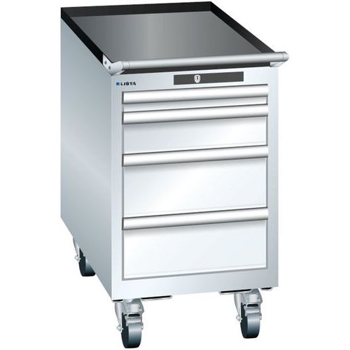 Mobilne szafki warsztatowe Lista, 4 lub 5 szuflad, 411x725x723 mm - Mobilna szafka warsztatowa Lista, 4 szuflady, 411x725x723 mm, biała