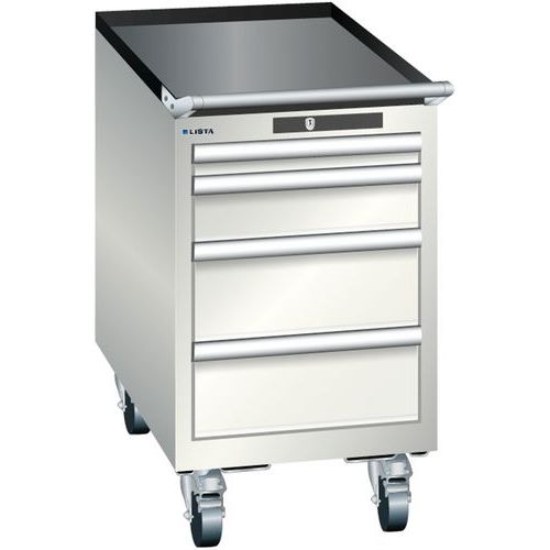 Mobilne szafki warsztatowe Lista, 4 lub 5 szuflad, 411x725x723 mm - Mobilna szafka warsztatowa Lista, 4 szuflady, 411x725x723 mm, jasnoszary