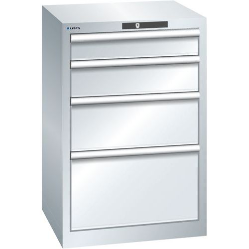 Szafki warsztatowe Lista z szufladami, od 4 do 8 szuflad, 564x572x850 mm - Szafka warsztatowa Lista, 4 szuflady, 564x572x850mm, szara