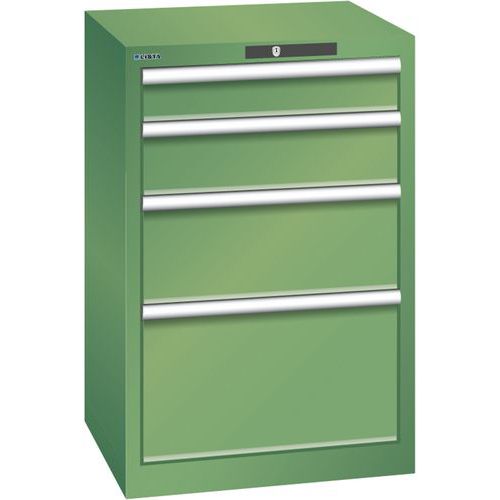 Szafki warsztatowe Lista z szufladami, od 4 do 8 szuflad, 564x572x850 mm - Szafka warsztatowa Lista, 4 szuflady, 564x572x850mm, zielona