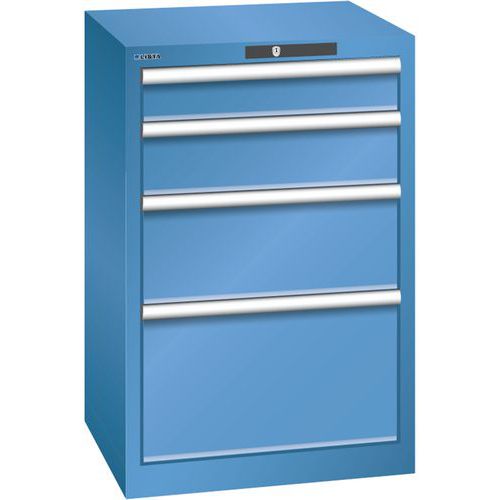 Szafki warsztatowe Lista z szufladami, od 4 do 8 szuflad, 564x572x850 mm - Szafka warsztatowa Lista, 4 szuflady, 564x572x850mm, niebieska